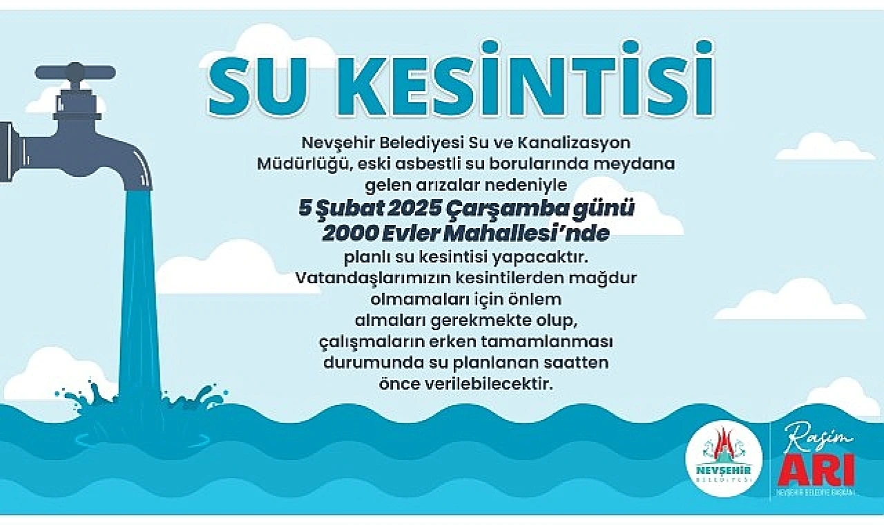 2000 Evler Mahallesi’nde Su Kesintisi